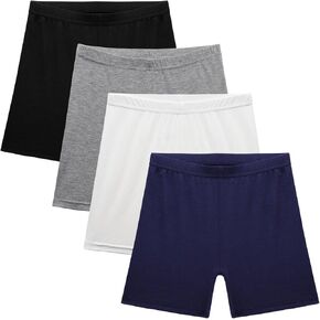 4 Pack Girls Under Dress Dance Shorts Kids Biker Safety Shorts Cartwheel Shorts Bike Shorts, Classic Solid Color