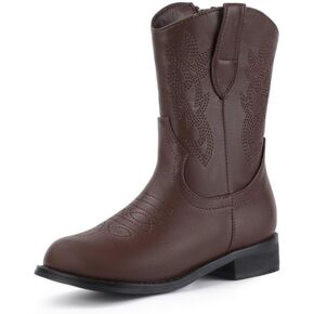 Hehainom Girls Cowboy Cowgirl Boots Boys Kids Toddler Western Mid Calf Zipper Riding Boots for Little Kid Big Kid