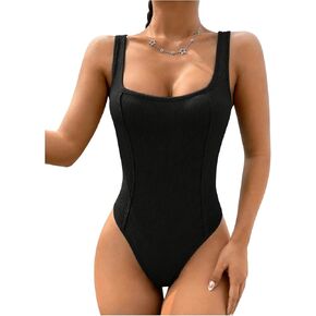 MakeMeChic Women's Sleeveless Bodysuit Square Neck Tummy Control Bodysuit Tank Tops