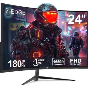زد-ايدج شاشة العاب منحنية UG24 زد-ايدج 24 انش FHD 180Hz (DP) 144Hz (HDMI) 1 مللي ثانية MPRT، سطوع 300 شمعة لكل متر مربع، شاشة منحنية 1650R، فري سينك، منفذ HDMI DP، مكبرات صوت 2×2 واط - اسود