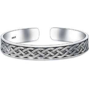 Sterling Silver Bangle Bracelet Celtic Knot Cuff Bracelet for Men Women