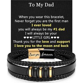 JSJOY Gifts for Men Braided Leather Bracelet for Men Dad Unique Mens Leather Bracelet Gifts for Him Husband Brother Son Grandson Birthday Gifts for Men Boyfriend Love