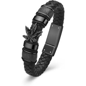 Hearbeingt Cremation Jewelry Urn Bracelet for Ashes for Women Men Keepsake Memorial Cuff Braided Leather Wristband Urn Bangle Bracelet for Ashes