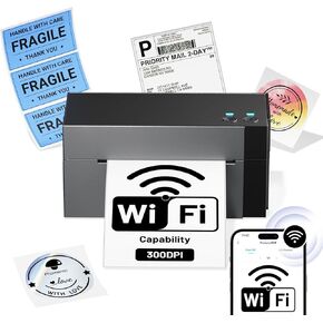 Phomemo WiFi Thermal Label Printer 4x6, 300DPI Shipping Label Printer for Small Business, Wireless Desktop Label Printers for Shipping Packages, Compatible with iPhone, Android, Mac, Shopify, USPS