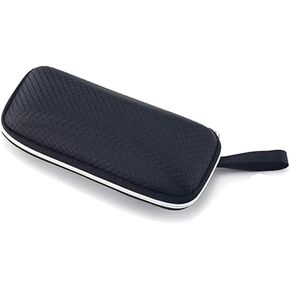 Semi-Hard Shell Sunglasses Case，Portable Zipper Eyeglasses Case，Protective Box For Glasses，Includes a storage bag and glasses wiping cloth, 6.6*2.7*2 inch, Black