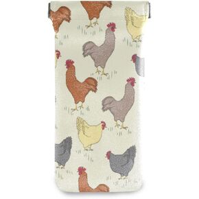 Rooster Chicken Farm Animals Eyeglass Case Microfiber Leather Squeeze Top Sunglasses Case for Women