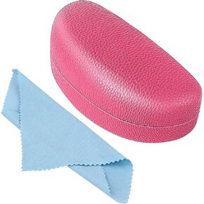 bvya Hard Shell Sunglasses Case with Cleaning Cloth, Leather Extra Large Glasses Case for Oversized Sunglasses and Eyeglasses, Rose