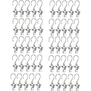 dophee 50Pcs Curtain Rod Hook Clips, Decorative Curtain Ring Clamp Tool for Hanging Curtains Photos Displaying Photographs Kids Art Projects, 4.5cm/1.77in