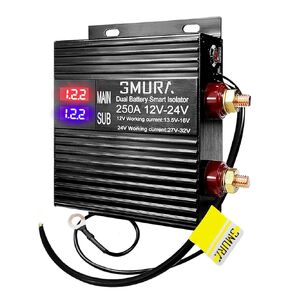 250 Amp Dual Battery Isolator Kit, Universal 12V/24V VSR Voltage Sensitive Relay Battery Isolator Switch Kit, Heavy Duty Smart Battery Isolator for Marine Car Truck RV ATV