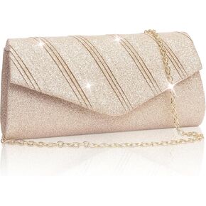 Larcenciel Women's Evening Handbags, Glitter Envelope Clutch Purses, Formal Ladies bag for Date Night Out Party,8.7×4.3x2.4in