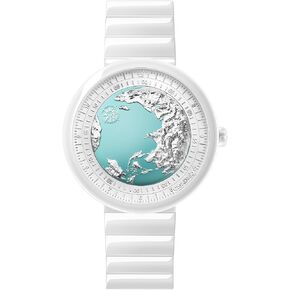 CIGA Design Women's Automatic Watch - U Series Blue Planet Ice Age Sapphire Crystal Ceramics Strap Exquisite Timepiece