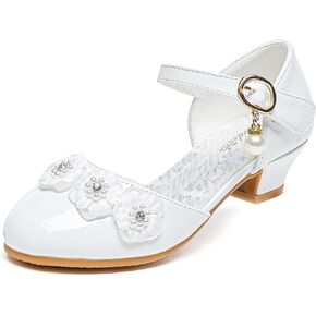 Furdeour Girls Dress Shoes Flower Girl Shoes Girls High Heels Closed Toe Wedding Party School Toddler Little Big Kid