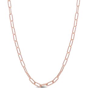Italian 925 Sterling Silver Fancy Paperclip Link Chain Necklace - for Men & Women - Available in Sterling Silver, Yellow Gold Plated Sterling Silver or Rose Gold Plated Sterling Silver - 3mm Width - 16 or 18 inch Lengths