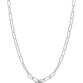 Italian 925 Sterling Silver Fancy Paperclip Link Chain Necklace - for Men & Women - Available in Sterling Silver, Yellow Gold Plated Sterling Silver or Rose Gold Plated Sterling Silver - 3mm Width - 16 or 18 inch Lengths