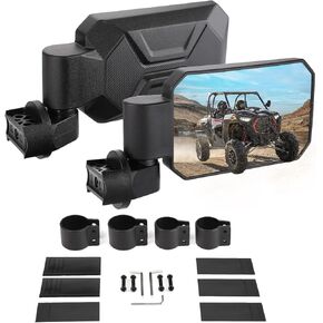 KEMIMOTO UTV Side Mirrors with 1.6" to 2" Roll Bar Cage, Adjustable&Breakaway SXS Rearview Side Mirrors, Compatible with Polaris RZR, Can-Am Maverick X3, Pioneer, Talon, Kawasaki Teryx, Gator, CFMOTO