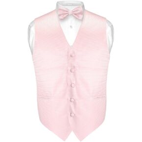 Vesuvio Napoli Men's Striped Bow Tie Woven Bow Tie Set - Pink