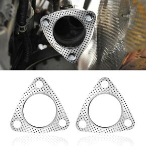 2PCS Exhaust Gasket, Ultra Seal 2-Bolt 2-Inch Exhaust Flange Gasket, Reinforced High Temperature Gasket, Car Accessories Graphite Exhaust Pipe Gasket Universal for Car Exhaust Turbo (2 Inch)