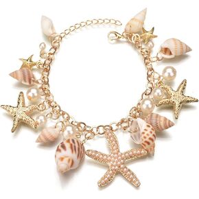 Shell Starfish Necklace Bracelet Conch Statement Chunky Necklace Mermaid Costume Jewelry Beach Jewelry for Women