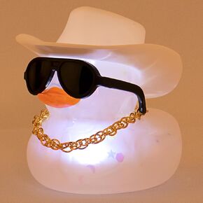 wonuu Cowboy Hat Rubber Duck with Light Transparent Glowing Rubber Ducks Car Ornament Dashboard Home Decoration Birthday Gift