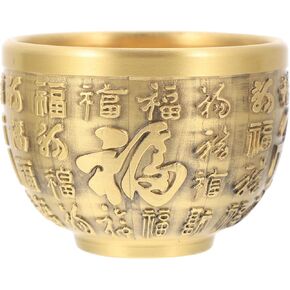 Milisten Home Decor Brass Chalice Cup Bowl Feng Shui Golden Treasure Basin Copper Tibetan Buddhist Water Offering Bowl Holy Water Dish Gold Ashtray Decor 2023 Wealth Statue Office Decor