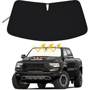Premium Windshield Sun Shade for 2019-2024 2025 Dodge RAM 1500, Reflective 310T Material Front Window Sun Visor Blocks UV Rays Foldable Sunshade