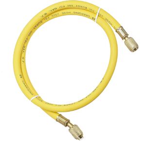 YOKIVE 1/4 SAE Flare AC Refrigerant Charging Hoses, 2.95Ft Length 500PSI Thread | Great for Air Condition System Maintenance (Yellow)