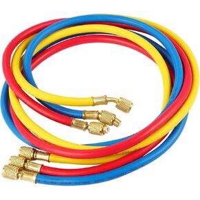 3 Pieces AC Manifold Gauge Hose Kit for R410a R22 R134a R404a, 1/4" Thread Automotive Air Condition Refrigerant R410a A/C Charging Hose with 5ft Hoses