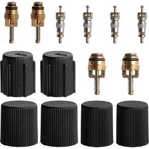 2 Set Universal A/C System Repair Valve Caps & Core- Car Air Conditioning Valve Core Kit for R12 or R134a and Car AC System Accessories Replacement