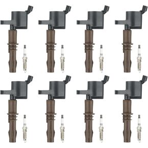 Ignition Coil Pack + Iridium Spark Plugs for 2008-2014 Ford Expedition, 2008-2010 F-150 F-250 F-350 Super Duty, 2008-2014 Lincoln Navigator, 5.4L V8, FD509 IGN243B, 8Sets