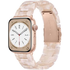 V-MORO Resin Band Compatible with Series 7/8/9 Apple Watch Bands 41mm/40mm/38mm Fashion Resin Strap for iWatch Series 6/5/4/3/2/1/SE Lightweight Bracelet Wristband Replacement Women(Aurora White,38/40/41mm)