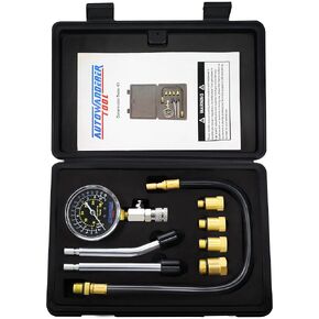 Engine Compression Tester Automotive, 8Pcs Fuel Pressure Gauge Set with Adapter for Small Engines, Cylinder Leak Down Tester for Petrol Gas Engine