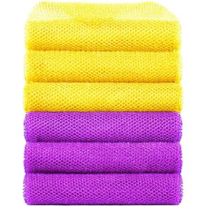 Metene 3 Pieces African Exfoliating Net, Colorful African Net Cloth, Long African Net Sponge Body Scrubber for Use in Shower, Bath Shower Wash Cloth for Skin Smoother Daily Use (Black)