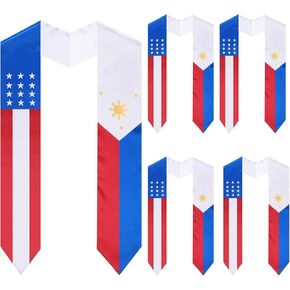 4 Pieces Graduation Sash Philippines and USA Mixed Country Flag Graduation Stole Philippines Graduation Stole 76 Inch Graduation Sash for International Students College Graduation in Saudi Arabia