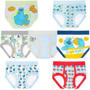 Sesame Street Boys' 7 10-PK 100% Combed Cotton Underwear WithFavorites like Elmo, Big Bird in sizes 18M, 2/3T, 4T, 7-Pack Cookie Monster