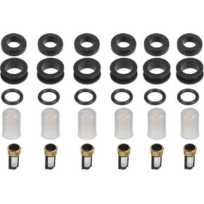 Fuel Injector O Rings Seals with Micro Filters Fuel Injector Repair Kit for Toyota 4Runner Pickup 1989-1995 for Toyota T100 Rubber Black (Set of 6)