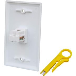 BUPLDET Ethernet Punch Down Wall Plate 2 Port with Tool - Single Gang Cat6 RJ45 Keystone Punchdown Jack Cover Plate/Faceplate - White