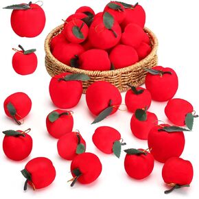 36 Pcs Rosh Hashana New Year Foam Red Apples Ornament for Classroom Back to School Apple Decoration Christmas Tree Ornaments Small Fake Apples Hanging Ornaments for School Xmas