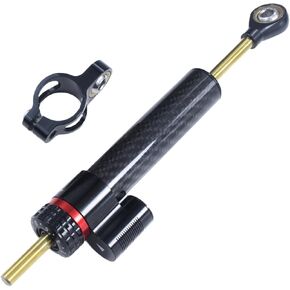 Motorcycle Universal CNC Aluminum 10" Carbon Fiber Steering Damper Adjustable Damper Universal Steering Stabilizer For Sport Bike Street Bike Safety Control