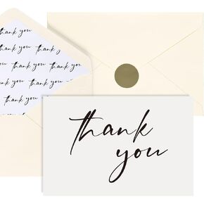 AZAZA Baby Shower Thank You Cards Boy Thank You Cards with Envelopes, 4x6 Baby Thank You Cards for Baby Gift Sets, 50 Blue Thank You Cards Wedding Bridal Shower Thank You Notes (Baby Blue)