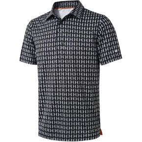 Mens Golf Shirts Short Sleeve Moisture Wicking Dry Fit Print Performance Athletic Casual Golf Polo Shirts for Men