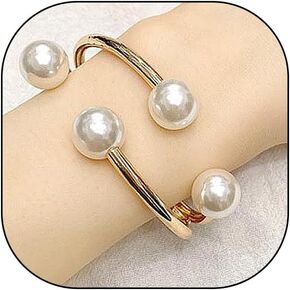 14K Gold Chunky Pearl Open Bracelet,Minimalist Charming Irregular Pearl Cuff Bangles,Aesthetic Anniversary Jewelry Gift for Women Teen Girls