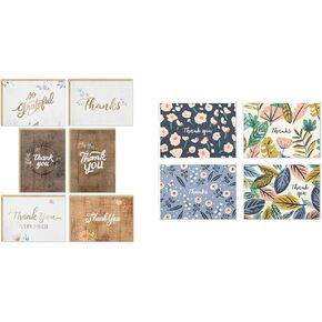 Hallmark Thank You Cards Assortment, Rustic Flowers & Thank You Cards Assortment, Painted Florals