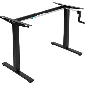 VIVO Compact Hand Crank Stand Up Desk Frame for 35 to 71 inch Table Tops, Ergonomic Standing Height Adjustable Base with Foldable Handle, Black, DESK-M051MB