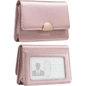 حامل بطاقة عمل VULKIT للنساء من جلد البولي يوريثان، حافظة بطاقات عمل للسفر، منظم بطاقات اسم العمل، حتى حمل 30 بطاقة (أخضر لوريل) in Kuwait