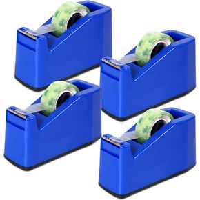 4 Pack Desktop Tape Dispenser Non Skid Base Tape for Office Home School, One Hand Operation Desk Tape Dispenser for Gift Wrapping (Tape Not Included - Random Color Matching)