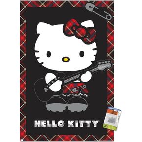 Trends International Hello Kitty - Punk Wall Poster, 22.37" x 34.00", Poster & Push Pin Bundle