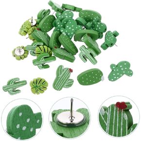 30 Pcs Green Decorative Thumb Tacks, Fun Push Pins Cute, Plant Pins Cactus, Green Plants for Good Mood Pushpin, Pins for Cork Board, Cute Push Pins for Corkboard, Thoughtful Gift, Pins and Tacks