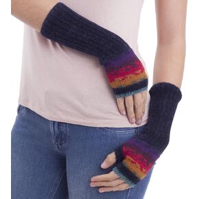 NOVICA Artisan Handmade 100% Alpaca Fingerless Mitts Crafted Wool Gloves Accessories Multicolor Patterned Peru ' Andean Twilight' in Saudi Arabia