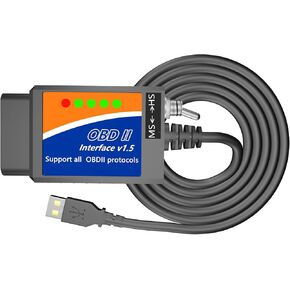 أداة Forscan USB obd2 elm327 قارئ الماسح الضوئي USB إلى كابل obd2 elm327 محول الماسح الضوئي أدوات المسح التشخيصي obd2 إلى usb obdii elm 327 قارئ رمز الواجهة لـ Ford GM Chevy Lincoln وما إلى ذلك لأجهزة الكمبيوتر المحمول