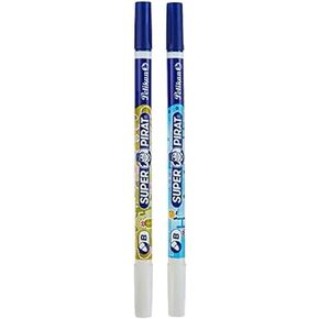 Pelikan Super-Pirat Royal Blue/Ink Eradicator Pen, Fine Tip on Pen, Broad Tip on Eradicator, 2 Pack (921734), 5.000